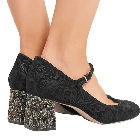 Sophia Webster Shoes - Sophia Webster Renee Jacquard Crystal Gothic Block Heel Mary Jane Pump 37.5 US 7